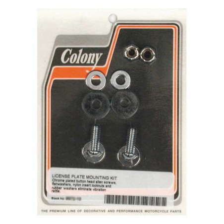 colony - Kit de montage de plaque d'immatriculation - Tête Bouton - Chrome - COLONY