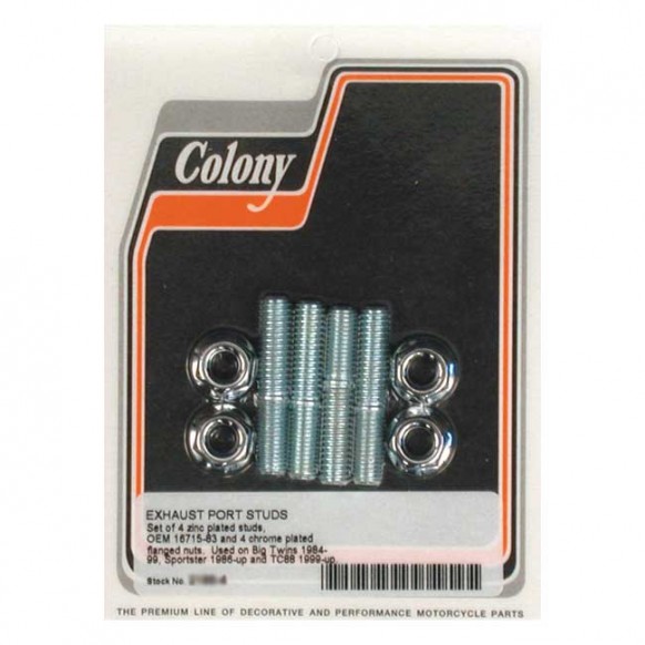 Colony, exhaust stud & nut kit 84-20 B.T. 86-20 XL 08-12(NU)XR1200 87-10(NU)Buell XB