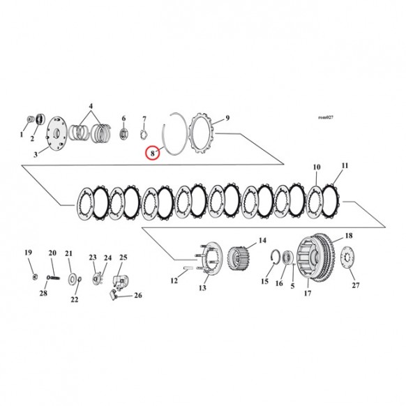mcs - Circlips de roulement d'embrayage - Harley-Davidson Sportster XL de 1971 à 1984 - MCS