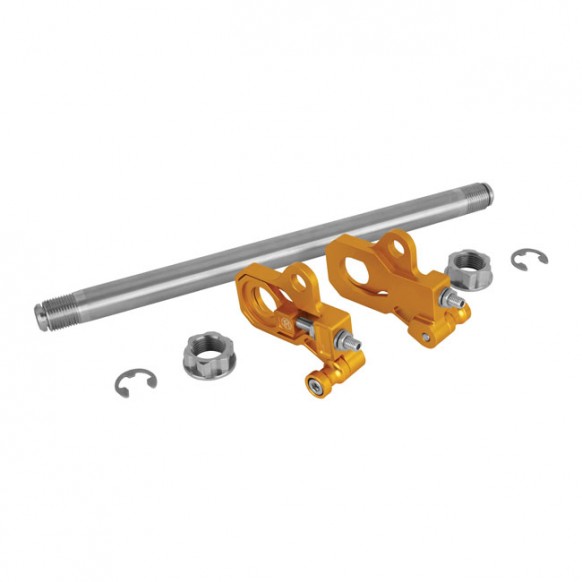 Performance Machine, axle adjuster kit. Gold anodized 09-21 Touring