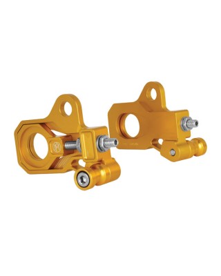 Performance Machine, axle adjuster kit. Gold anodized 09-21 Touring