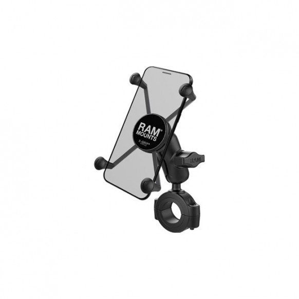 RAM Mounts, X-Grip Phone mount Torque rail base. Large phone For 1.125" (28.5 mm) to 1.5" (38.1mm) handlebars