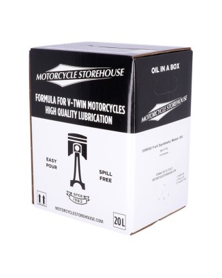 MCS, 20W50 Full Synthetic motor oil. 20 liter box 84-22 B.T. 86-22 XL 08-12(NU)XR1200 02-17(NU)V-Rod 15-20(NU)XG750/500 Street 