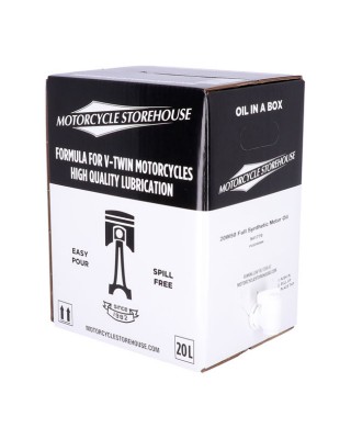 MCS, 20W50 Full Synthetic motor oil. 20 liter box 84-22 B.T. 86-22 XL 08-12(NU)XR1200 02-17(NU)V-Rod 15-20(NU)XG750/500 Street 