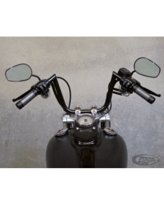 thumbnail image 2 of 1" Black Tracker Bars Dimpled Handlebars For Harley Dyna & Sportster – HTTMT 2 of 6