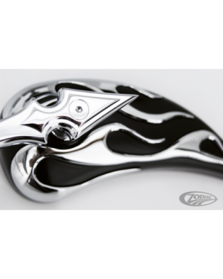 Chrome and black flame mirrors
