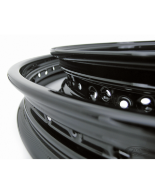 Black powder coated rims