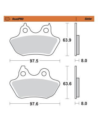 Moto-Master RoadPro rear brake pads. Sintered Rear: 06-07 FXSTB/C, FLSTF 2006 FXSTS, FXSTI 2007 FXST 00-03 XL (NU)