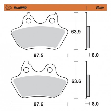 Moto-Master RoadPro rear brake pads. Sintered Rear: 06-07 FXSTB/C, FLSTF 2006 FXSTS, FXSTI 2007 FXST 00-03 XL (NU)
