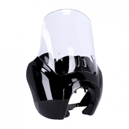 Headlamp fairing. Gloss black. Clear windshield 06-17 Dyna (NU)