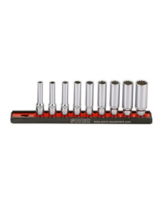 Sonic, deep socket rail set 1/4", 9-piece. US/SAE
