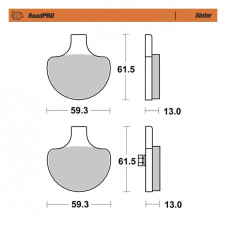 Moto-Master RoadPro front brake pads. Sintered Front: 84-99 B.T., TC, XL L88-11 Springers (NU)