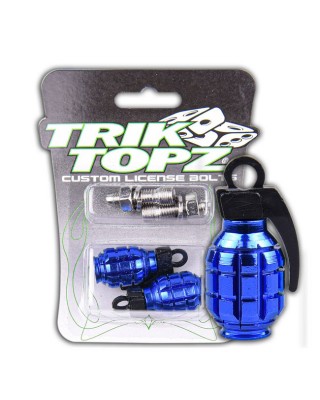 Trik Topz, Hand Grenade license plate mounts. Blue Universal