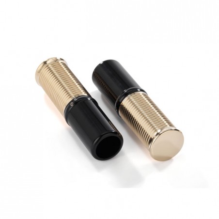 kustom tech - Poignées FL - 1" de diamètre - Pour guidon avec accélérateur interne custom - Alu noir & laiton poli - KUSTOM