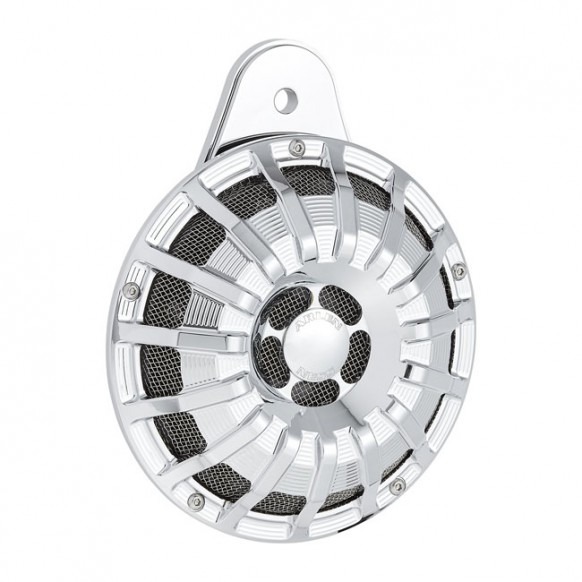 Arlen Ness, 15-spoke horn cover. Chrome 93-20 Big Twin with side mounted horns