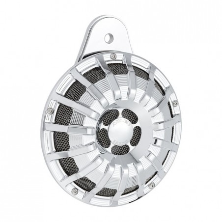 Arlen Ness, 15-spoke horn cover. Chrome 93-20 Big Twin with side mounted horns