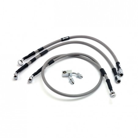 goodridge - Durite de frein avant - Harley-Davidson Softail Fat Boy FLSTF de 2011 (ABS) - Inox clair - GOODRIDGE