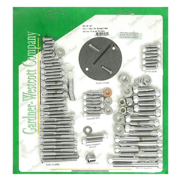 gardner-wescott - Kit de visserie Allen de fixation moteur - Harley-Davidson Dyna de 1991 à 1998 - Chrome - GARDNER-WESTCOTT