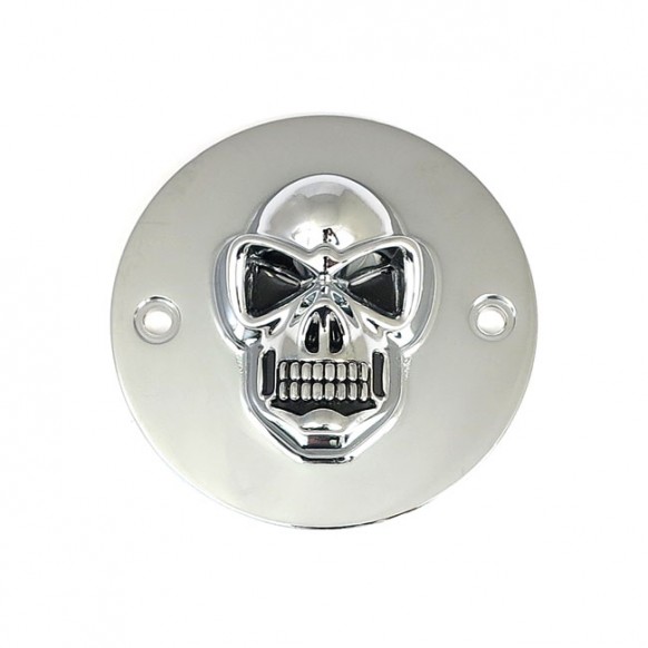 mcs - Cache allumage avec motif tête de mort 3D - Harley-Davidson Big Twin de 1999 à 2017 - Chrome - MCS