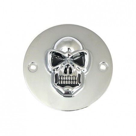 mcs - Cache allumage avec motif tête de mort 3D - Harley-Davidson Big Twin de 1999 à 2017 - Chrome - MCS