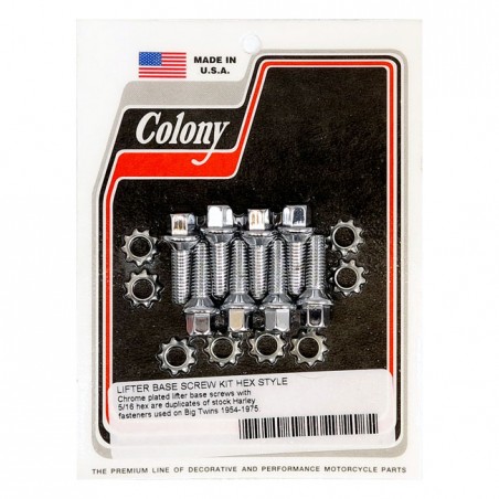 colony - Kit de montage d'embase de poussoirs - Harley-Davidson Big Twin de 1953 à 1976 - Chrome - COLONY