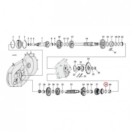 mcs - Rondelles de butée de pignon de première d'arbre secondaire - Côté droit - 0.065" - Harley-Davidson Sportster XL de 1