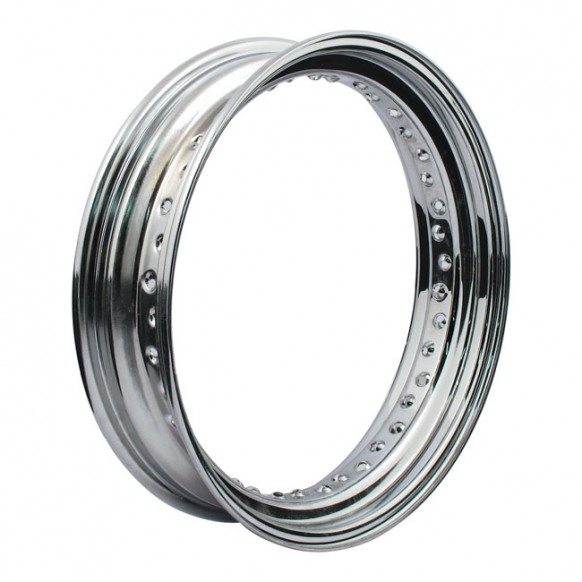 mcs - Voile de jante à 40 rayons - 3.5" x 16" - Valve latérale en métal - Chrome - MCS