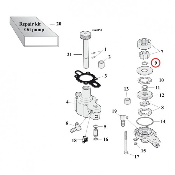 mcs - Circlips de pompe à huile - OEM 26497-75 - Harley-Davidson Sportster XL de 1977 à 1990 - MCS