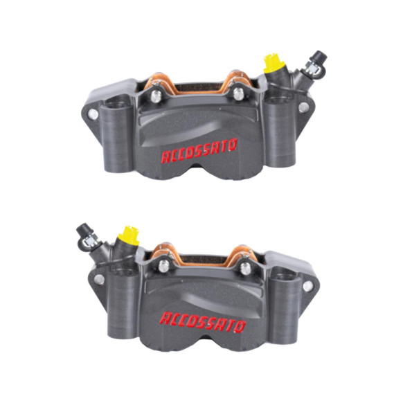 Radial Billet 2-Piece Calipers Carbon Ceramic Pads Gray Anodized Billet Aluminium Front Left Right