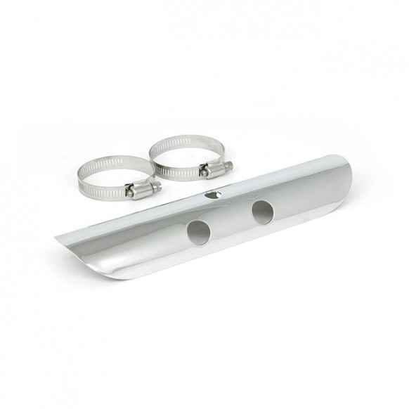 mcs - Pare-chaleur d'échappement Bullet - 10" de long - Pour échappement de 2.25" de diamètre - Chrome - MCS
