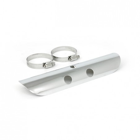 mcs - Pare-chaleur d'échappement Bullet - 10" de long - Pour échappement de 2.25" de diamètre - Chrome - MCS