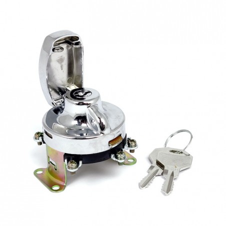 FL style ignition switch. 5-pole, flat key, chrome 36-72 FL (NU)