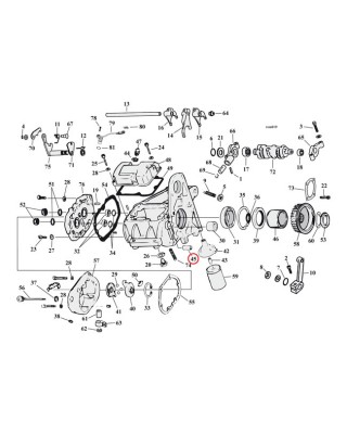 mcs - Entretoises de transmission - Harley-Davidson Big Twin à 5 vitesses de 1980 à 2000 - MCS