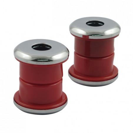mcs - Kit de silent blocs de guidon - Harley-Davidson Big Twin & Sportster XL à partir de 1973 - Chrome & Polyurethane Rouge -