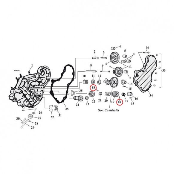 mcs - Clavettes de pignon de distribution - OEM 23985-54 - Harley-Davidson Big Twin de 1954 à 1989 - MCS
