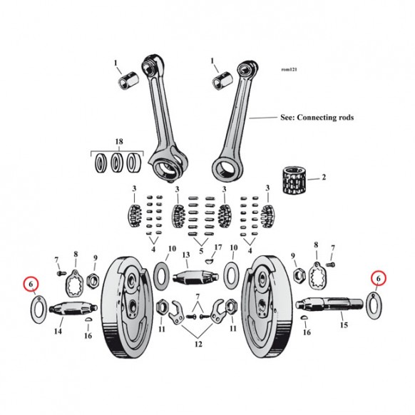 mcs - Rondelle de jeu de vilebrequin - 0.090" - Harley-Davidson 45" SV de 1932 à 1973 - MCS