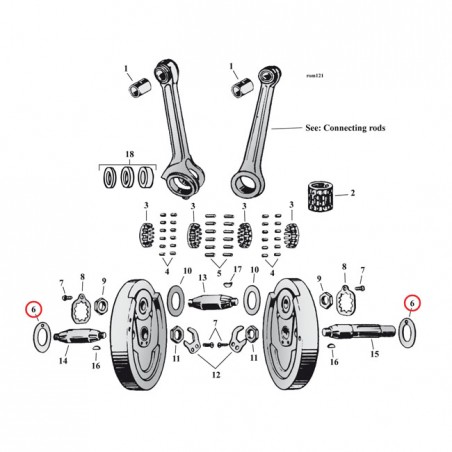 mcs - Rondelle de jeu de vilebrequin - 0.090" - Harley-Davidson 45" SV de 1932 à 1973 - MCS