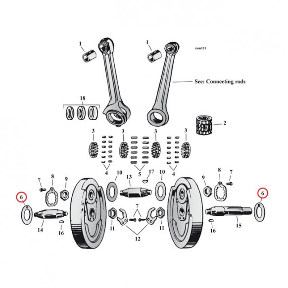mcs - Rondelle de jeu de vilebrequin - 0.102" - Harley-Davidson 45" SV de 1932 à 1973 - MCS
