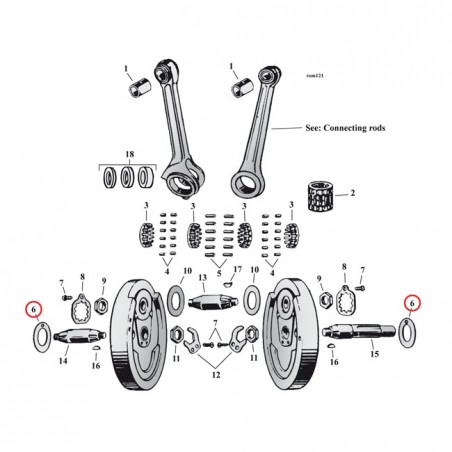 mcs - Rondelle de jeu de vilebrequin - 0.102" - Harley-Davidson 45" SV de 1932 à 1973 - MCS