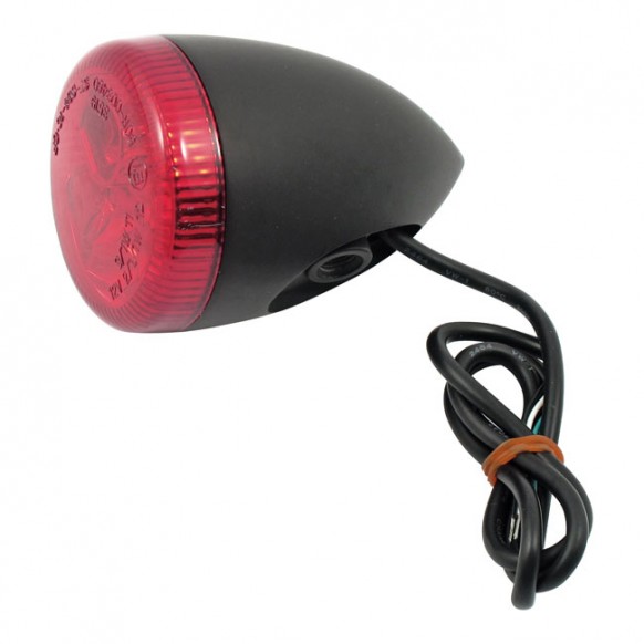 mcs - Clignotant à LED Bullet - 3 fonctions - Harley-Davidson Sportster XL883N de 2009 à 2012 - Noir & Lentille rouge - MCS