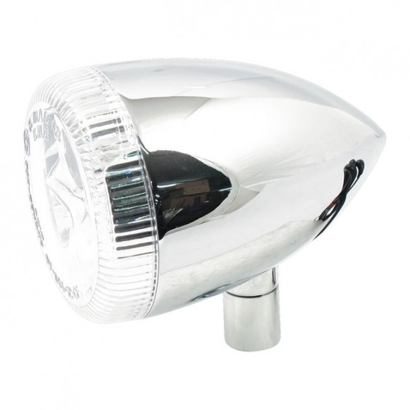mcs - Clignotant à LED Bullet avec goujon - 3 fonctions - Harley-Davidson Sportster XL883N de 2009 à 2012 - Chrome & Lentille