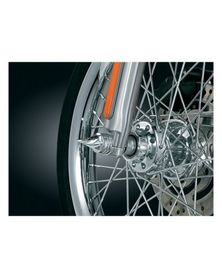 KURYAKYN TWISTED FRONT AXLE CAPS 84-06 SOFTAIL (EX DEUCE&SPRINGER) 80-99 FLT 91-03 DYNA WITH 39MM TUBESÿ93-05 FXDWG 88-07 XL 8