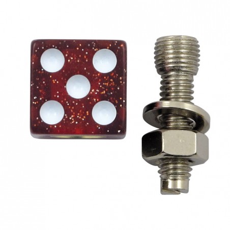 triktopz - Vis d'entourage de plaque d'immatriculation - Dice - Rouge pailleté - TRIKTOPZ