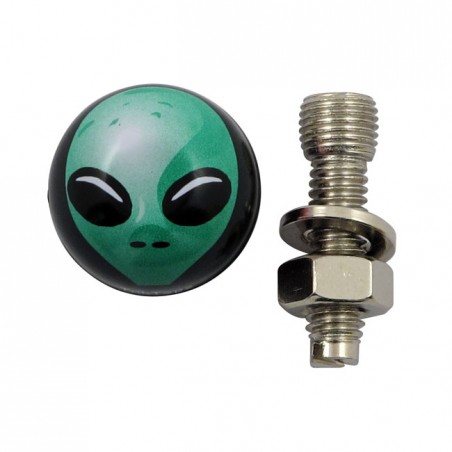triktopz - Vis d'entourage de plaque d'immatriculation - Alien - Vert - TRIKTOPZ