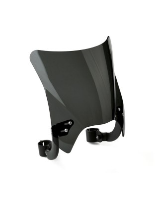 national cycle - Pare-brise Mowawk - 9.5" de hauteur - Supports courbés - Pour tubes de fourche jusqu'à 43mm - Noir & Fumé f