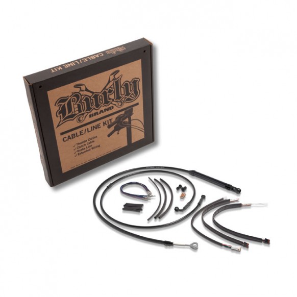 Burly apehanger cable/line kit 12", black 18-20 Softail FXBB Street Bob 18-20 Softail FXLR Low Rider